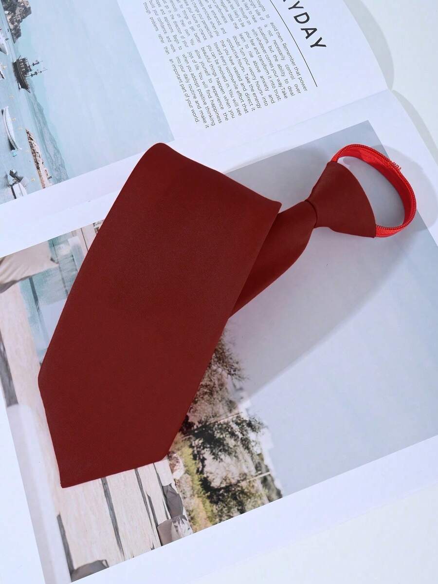 1pc Women's Collegiate Style Tie, Versatile Zipper Arrow Bow Tie, - Wine Red - View 1