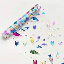 1 rouleau Chemin de table en bonbon de carotte coloré, chemin de table de fête brillant avec impression de lettres colorées, convient pour l'anniversaire, la fête à thème, Pâques, la remise des diplômes, la rentrée scolaire. Décoration de table élégante et mignonne en iridescent, emballage cadeau en tulle