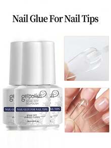 2片装凝胶美甲贴片胶水，固体指甲胶水，18ml，需灯固化，固体可卸胶水，超强指甲胶水，适用于亚克力指甲延长、假指甲、按压式指甲。 - 無色 - 查看 10