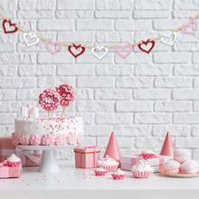 Guirnalda de cuentas para el Día de San Valentín, banderín decorativo en forma de corazón para fiestas en casa - vistoso - Ver 3