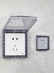 Caja de conexiones eléctrica transparente y resistente al agua, cubierta impermeable autoadhesiva transparente para toma de corriente y protección contra salpicaduras, compartimento de plástico transparente para gestión de cables, sin batería requerida, accesorio eléctrico para exteriores | Diseño de tapa transparente