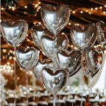 5/10pcs 18inch Heart Love Mylar Balloons, Heart Shaped Helium Foil Balloons Happy Anniversary Engagement Wedding Bridal Valentine's Day Birthday Party Decoration Theme Party Supplies - Multicolor - View 2