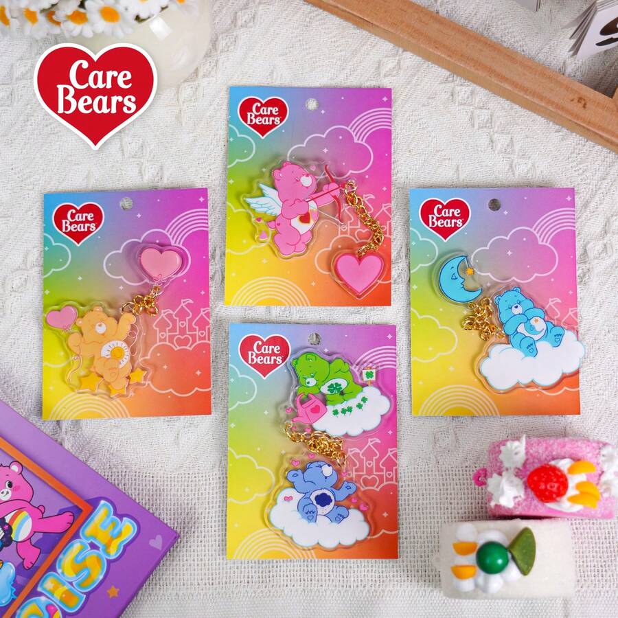 CARE BEARS 爱心熊徽章，可爱卡通动物Q版多功能时尚可爱亚克力徽章，适用于日常生活、钱包、徽章卡、生日派对礼物、复活节礼物[官方授权] - 1PC - 查看 1