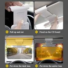 1PC Adjustable Dual-Use Car Sun Visor, Durable ABS Material, Anti-Glare And High Beam Protection, Day/Night Dual-Use, Easy To Install, Suitable For Most Car Models - 1個可折疊汽車遮陽板 - 查看 6