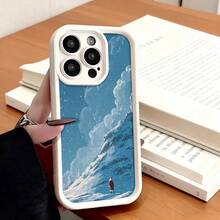 Funda de Teléfono con Impresión de Paisaje de Olas Oceánicas para  15 Pro Max  14 Pro  13  Galaxy S23 S22 S21 Protector de Teléfono Funda de Pareja Regalo para Él Ella Regalo de San Valentín Cumpleaños - Blanco - Ver 2