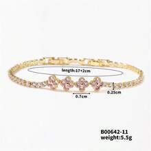Colorful Zirconia Shiny Copper Bracelet, Suitable For Daily Wear - Royal Blue - View 2