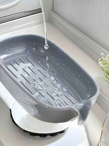 1pc Oval Plastic Soap Dish With Drainage Function, Suction Cup Soap Holder For Bathroom, Detachable And Easy To Clean Soap Tray, Countertop Sink Rack Without Holes