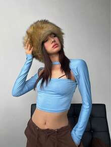 1pc Fashionable Fluffy Headband, Warm Faux Fur Winter Headwear, Personalized Warm Headpiece, Suitable For Outdoor Travel, Gift For Her, Surprise Valentine's Gift, Women Scarf, Autumn Headband, Sports Hair Accessory, Autumn Women Headband, Yoga Sports Headband, Fitness Headband, Running Winter Headband, Suitable For Women's Winter Resort Outfit, Warm Absorbent Headband For Ladies Women Hair Accessories Elegant Hair Band - Multicolor - View 6