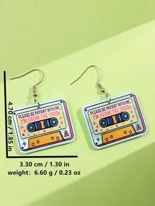 1 Cặp bông tai thiết kế băng cát-sét bằng acrylic độc đáo, vui nhộn "Hãy kiên nhẫn với tôi, tôi đến từ những năm 1900", phụ kiện thời trang dành cho phụ nữ mặc hàng ngày và dự tiệc - Nhiều màu - Xem 5