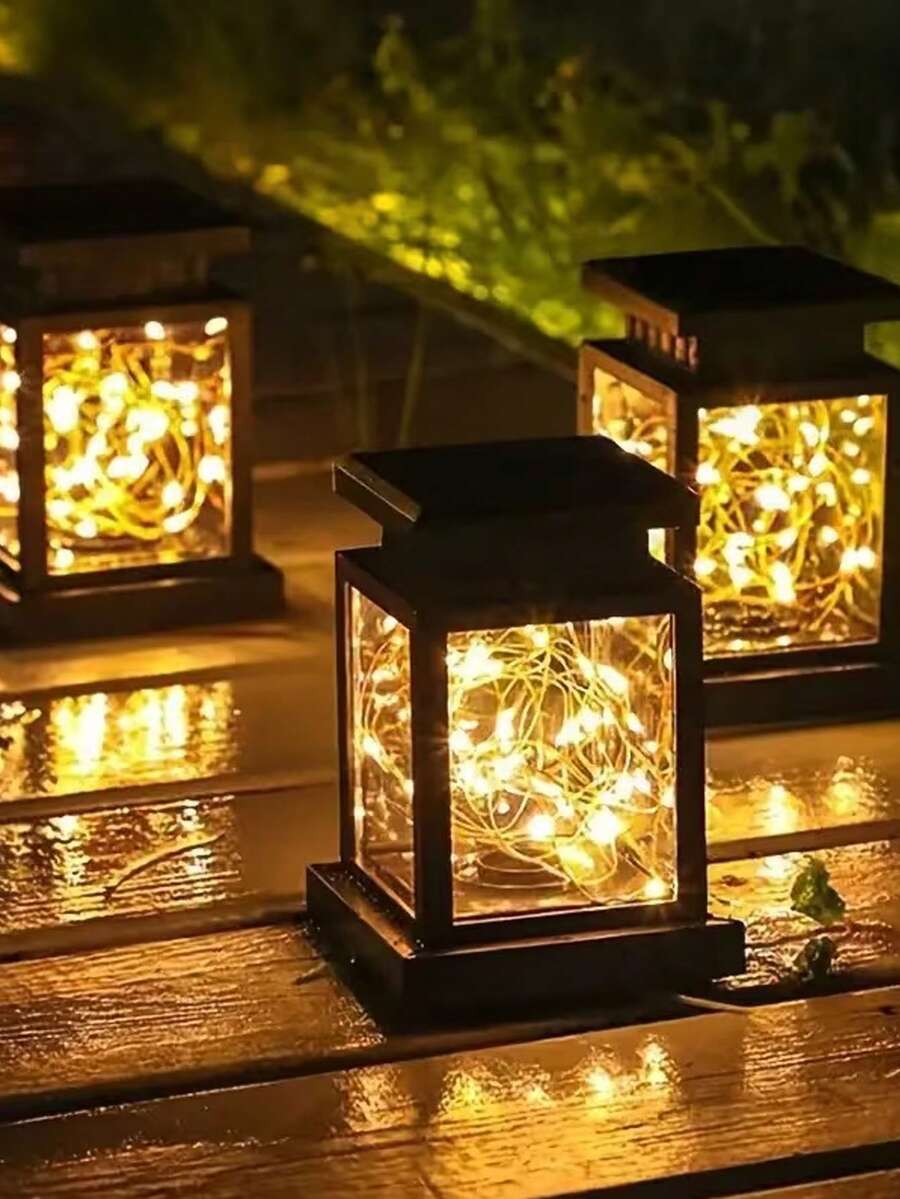 1pc Solar Garden Light - Smart Light-Sensing Lantern - Flameless Flickering LED Candle Light, Outdoor Hanging Decorative Light, Dimmable Outdoor Hanging Ornament, Suitable For Gardens, Patios, Paths, Lawns, Tables, Terraces, Camping, Outdoor Party Decorations, Ideal Holiday Gift. - Multicolor - View 1