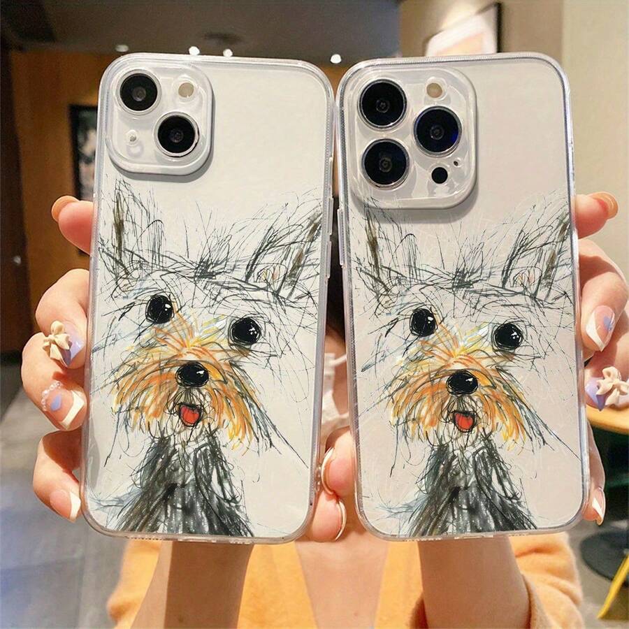 Carcasa transparente con estampado de lindo patrón de cachorro para iPhone 16, 15, 14, 13, 12, 11, PLUS Pro max, resistente al desgaste y a la caída, versátil en moda, regalo sorpresa para niñas. - Color mezclado 1-472 - Ver 1