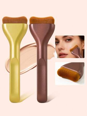 1pc U-Shaped Foundation Brush, Dense Ultra-Fine Fibers Non-Irritating Makeup Tool, Suitable For Foundation, CC Cream And Concealer, Natural Flawless Finish,Foundation Brush,Concealer Brush,Blush Brush,Contour Brush,Blush Brush,Bronzer Brush,Powder Brush,Foundation Brush,Blush Brush