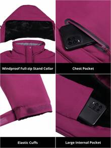 CAMEL CROWN Women's Warm Winter Ski Jackets Waterproof Snow Coat With Hood Mountain Windproof Rain Jacket - Purple - View 4