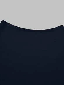 Ladies Solid Cowl Neck Knit Poncho, Fall Winter Versatile Outerwear - Navy Blue - View 9
