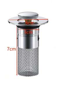 1个通用型弹性浴室水槽排水过滤器 - 按压/弹出式镀层水槽滤网，带毛发收集器 - 适用于1.39-1.57英寸的排水孔 - 浴室水槽排水塞，家居浴室装饰，秋季装饰，返校季 - 銀色 - 查看 12