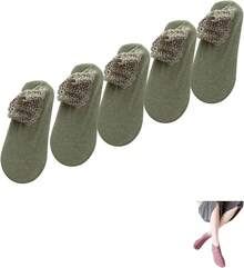 Calcetines Cálidos de Moda, Calcetines Cálidos con Volantes para Otoño e Invierno, Ajuste Cómodo y Transpirable para Mujeres, para Uso en Casa y en el Suelo - Verde - Ver 14