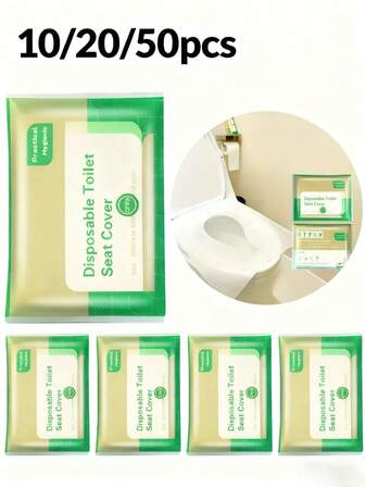 50/20/10片装一次性马桶座垫，7.62x12.7厘米，防水纸质保护垫，便携包装，适用于公共卫生间、飞机、露营、情人节、妇女节、母亲节、圣诞节、万圣节等场合。