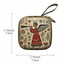 Bolsa de almacenamiento con cremallera para rosario portátil de la Virgen María, artículos religiosos elegantes, caja de joyería cristiana con dibujos animados para devotos, decoración de habitación, 7x7cm - Multicolor - Ver 18