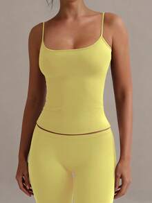 Camiseta de tirantes finos con espalda descubierta, elástica y casual para mujer de XLLAIS