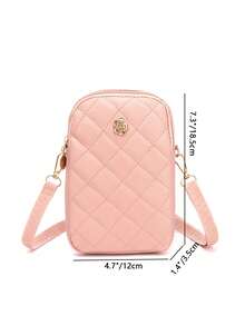 1pc Girls' Multifunctional Minimalist Shoulder/Crossbody Bag, Vertical Phone Pouch, Quilted Embroidery, Fashion & Practical - Multicolor - View 3