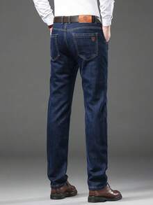 Men's Thermal Lined Slim Straight Fit Business Casual Jeans