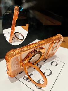 防摔奢华电镀透明手机壳，带指环支架和磁吸支架，兼容 17/6/7/8/X/XS/XR/11/12/13/14/15/16e、Galaxy S22/23/24、A04/05/06/A07/A17/A14/A15/A16/A24/A25/A34、Note 7/8/9/10/11/12/13/14、9/10/12/13C/14C/A5、MOTO、Honor X、HW、C53 C55 - 橘色 - 查看 6