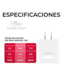 Cargador Super Rápido de 66W con Cable Tipo C para Carga Instantánea HUAWE - Tipo de Enchufe A USA (110-127V) - Ver 6