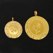 10pcs/Lot Turkish Vintage Coins Pendant 21k Gold Plated Arabic Fashion Pendants For DIY Necklace Bracelet Earrings Jewelry Accessories - Coins Pendant - View 3