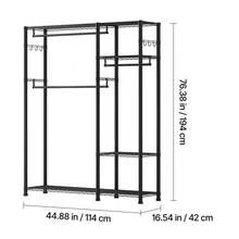 Clothing Garment Rack, Heavy Duty Clothes Rack, 6 Adjustable Tiers Clothes Racks With Steel Frame, 800 Lbs Load Capacity Closet Wardrobe With 3 Hanging Rods For Bedroom, Clothing Store, Hallway - Black - View 10