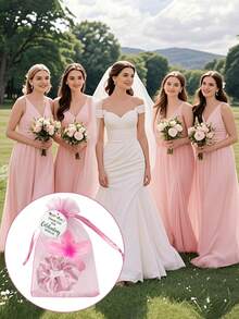 Brodark 4/20件套粉紫色新娘伴娘团婚礼回礼，单身派对礼物，送给家人、朋友、同学，包括发夹、发圈、束口袋和感谢卡 - 彩色 - 查看 3