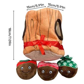 1 pieza Juguete de peluche con forma de tocón de árbol 3 en 1 para masticar, con sonido, para perros y gatos, para su propia diversión