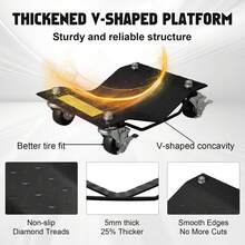 Juego de 4 plataformas rodantes con ruedas, carro para mover automóviles de 6000 libras con frenos, plataformas rodantes de alta resistencia para camiones, remolques y motocicletas - Negro - Ver 6