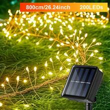 100/200/300 LED Solar Powered Raindrop Fairy String Lights, Outdoor Garden Decor, Multi-Color, For Christmas, Halloween, Independence Day Decoration, 100 LED Solar Powered Raindrop Fairy String Lights, Outdoor Garden Decor, Multi-Color, For Christmas, Halloween, Independence Day Decoration - Warm white light - View 10