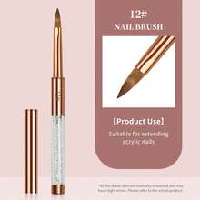 Kolinsky Acrylic Nail Brush Set: Size 6,8,,10,12,14 Professional Manicure Brushes With Cleaner Tool & Rose Gold Rhinestone Handle For Acrylic Powder,Nail Extensions & 3D Carving - Salon & DIY Nail Art Essentials - Multicolor - View 10