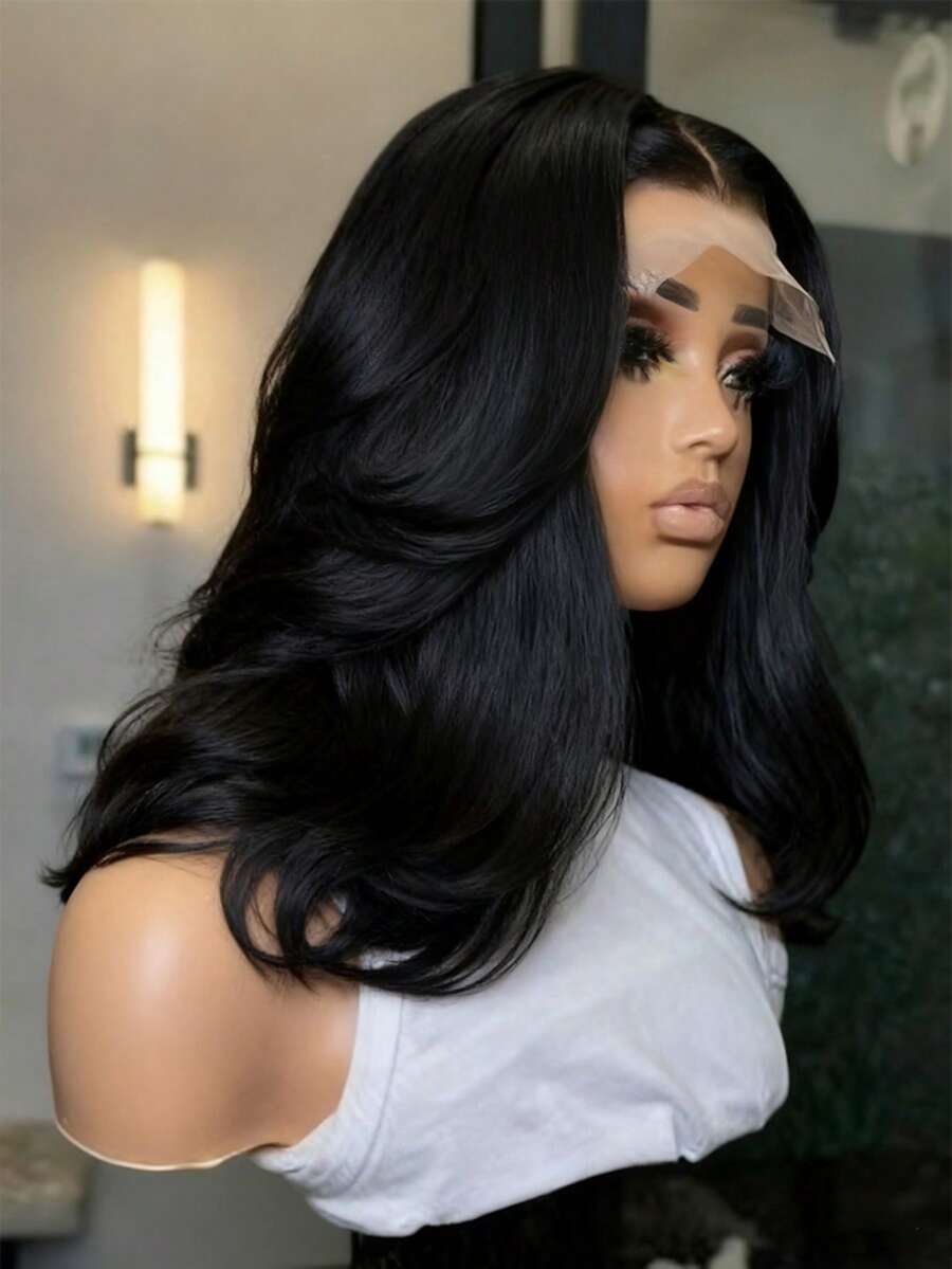 30 Inch Body Wave Lace Front Wigs Human Hair Pre Plucked 13x4 Hd Transparent Lace Frontal Body Wave Human Hair Wig For Women 200 Density Natural Black Bye Bye Knots Cheap - Natural Black - 查看 1