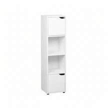 KIWI Modular Wooden Cube Shelving Unit In Various Sizes And Configurations (2 To 9 Compartments), Versatile Bookshelf For Books, Storage And Decoration, Various Colors Available - WHITE - 4 Compartments + 2 Doors | 30*29*120cm - View 3
