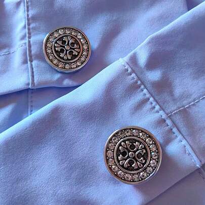 1pc/2pcs Elegant Floral & Geometric Pattern Button Set, Shirt Button Set, Clip-On Button Set, Fashionable Crystal Cufflink Set, Suitable For Tuxedo And Wedding Dress Decoration