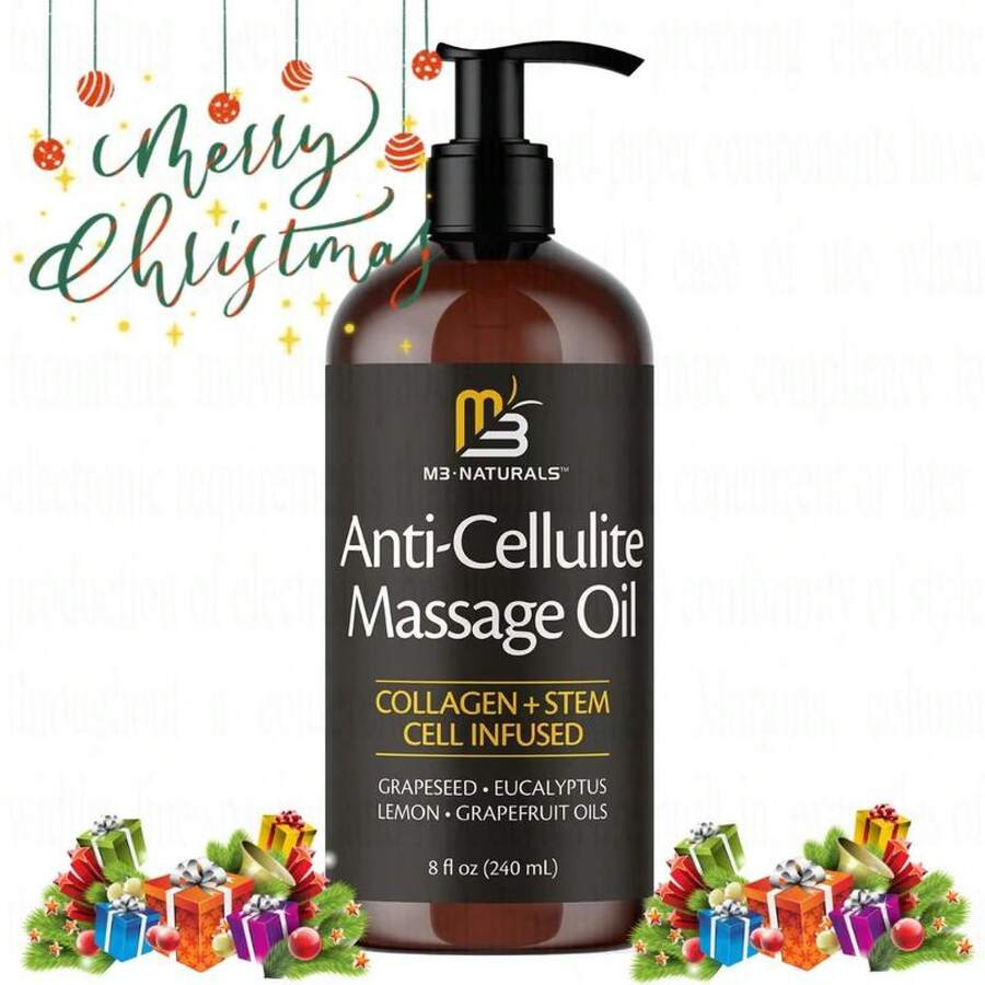 M3 Naturals Cellulite Massage Oil 8oz - Smooth The Appearance Of Cellulite - Body Care & Skin Care Massage Oil - Topical Collagen And Plant Stem Cell Body Oil To Restore Texture And Elasticity - Soothing Body Oil - 2pcs - 查看 1