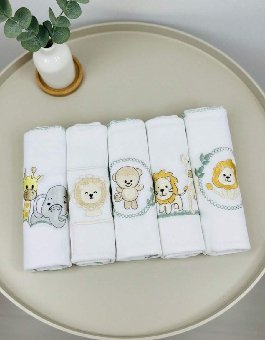 Set Of 5 Double-Layer Cloth Diapers With 100% Cotton Trim For Girls And Boys - 綠色 - 查看 1