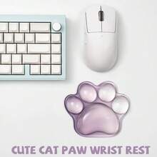 Cat Paw  Wrist Rest, Clear Gel  Wrist Support Pad, Cute Purple Ergonomic Wrist Cushion For , Soft Transparent Wrist Pain Relief For Office Home Desk Computer , Purple Gradation,CatPawCatPaw - 貓爪貓爪 - 查看 3