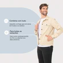 MILLE MODAS MEN'S JEANS JACKET - 米色 - 查看 4