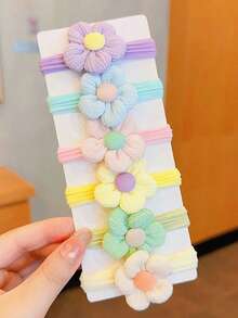 6 Pieces/Set Of Bow Ties And Flower Hair Ties Fresh Sweet High Elasticity And Non Damaging Hair Tie Headband Girls Tie Ponytail Rubber Bands Decorative Accessories For Styling