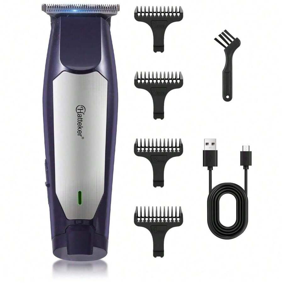 Hatteker 1pc Electric Hair Clipper, Rechargeable Cordless Hair Trimmer For Men - Blue - View 1