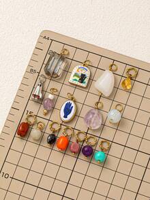 1件不锈钢时尚简约彩色天然玉黑猫吊坠，18K镀金，适用于DIY项链、手链、耳环、钥匙扣、包链、蕾丝扣，是女士珠宝配饰和DIY护身符的理想之选。可作为精致吊坠佩戴，展现魅力，也适合作为礼物送给妻子、母亲和女友。女士珠宝。 - 彩色 - 查看 5