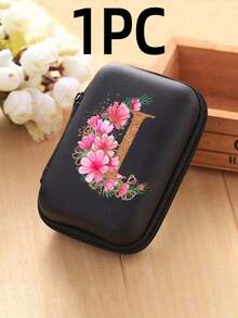 1 Stück Blumen A-Z Buchstaben PU Leder Aufbewahrungsbox, Kartenhalter, Ausweis/Namenskarten Organizer, geeignet für Reisen, Digitalzubehör, Kopfhörertasche - Verschiedenfarbig - Übersicht 25