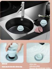 سدادة حوض الاستحمام والحوض العالمية 2 في 1 - منع التسرب، مقاومة للروائح الكريهة، سهلة التركيب، متينة، عبوة 1/2، سدادة حوض الحمام من السيليكون، تمنع رجوع الروائح الكريهة، سدادة حوض الاستحمام - متعدد الألوان - مشاهدة 5