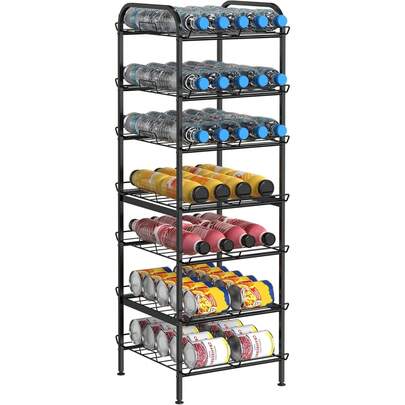 Ultimate Beverage Storage Solution! 7-Tier Freestanding Bottle Rack, Heavy Duty Metal Organizer For Kitchen & Pantry, Blac