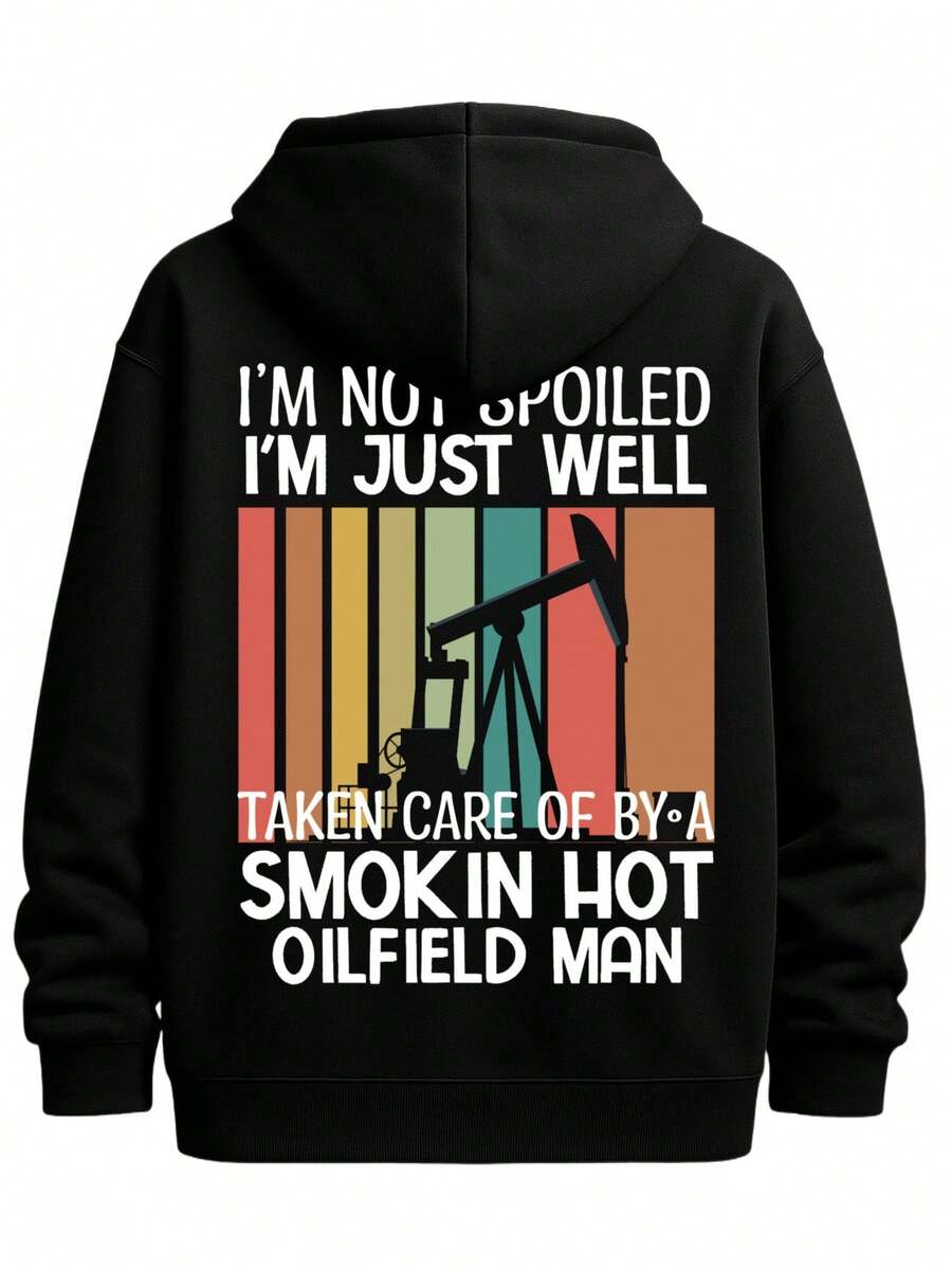 Oilfield Black Graphic Hoodies Sweater Hoodie Men's Casual Sporty Style Comfortable Material,Bold Design - 黑色 - 查看 1