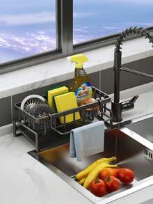 1pc Multi-Function Kitchen Storage Rack, Space Saving, Sturdy And Durable, Convenient For Organizing Kitchen Utensils, Tidy And Orderly, Suitable For Home Kitchen, Bathroom, Cleaning Supplies Storage - Multicolor - View 3