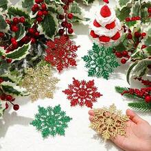 QY- Jenaai 210 Pcs Christmas Snowflake Ornaments Hanging Plastic Glitter Snowflake 4 Inch Xmas Decorations For Winter Christmas Tree Decorations With Rope For Winter Wedding Home Window Door -9608 - As Pic - View 4